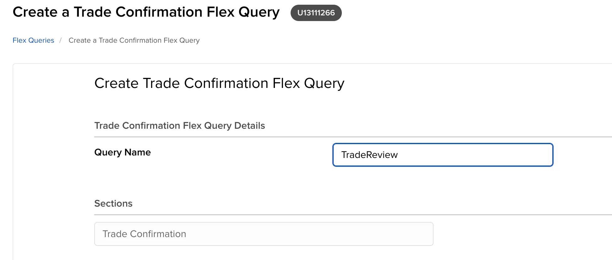 tradereview trading journal - setup IBKR, create flex