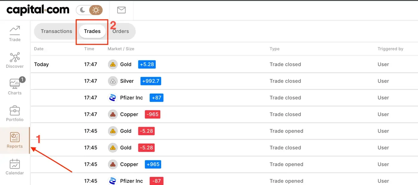 Import Capital.com trades — screenshot 1