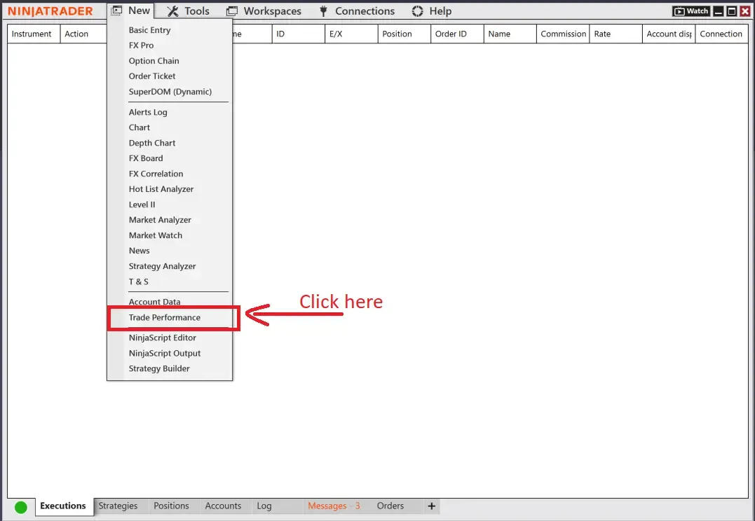 Import NinjaTrader trades — screenshot 1
